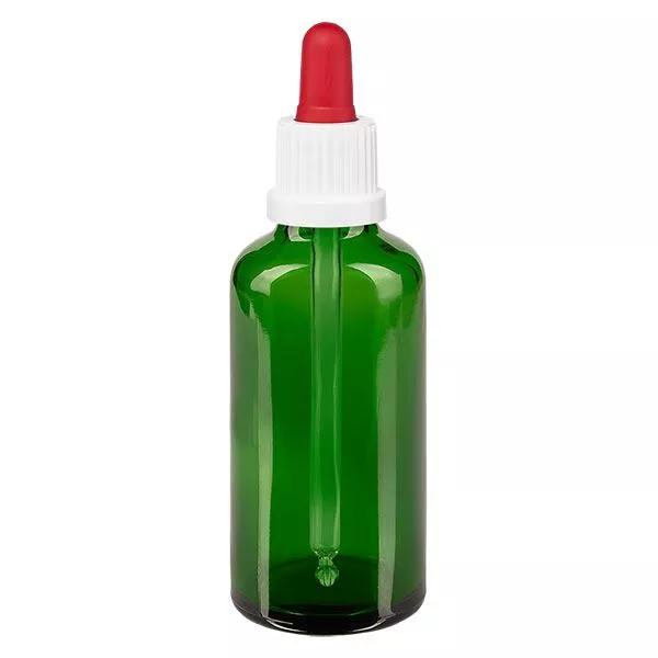 50ml grüne Pipettenflasche OV weiss/rot ApoGlas