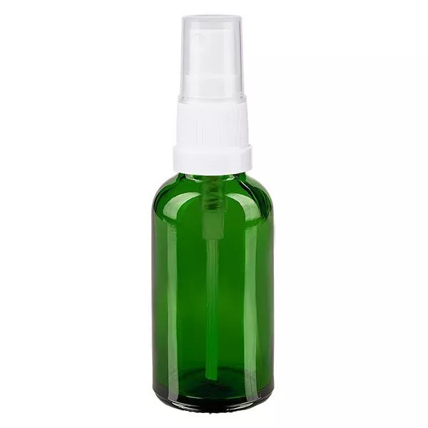 30ml grüne Sprayflasche STD weiss/transp. ApoGlas