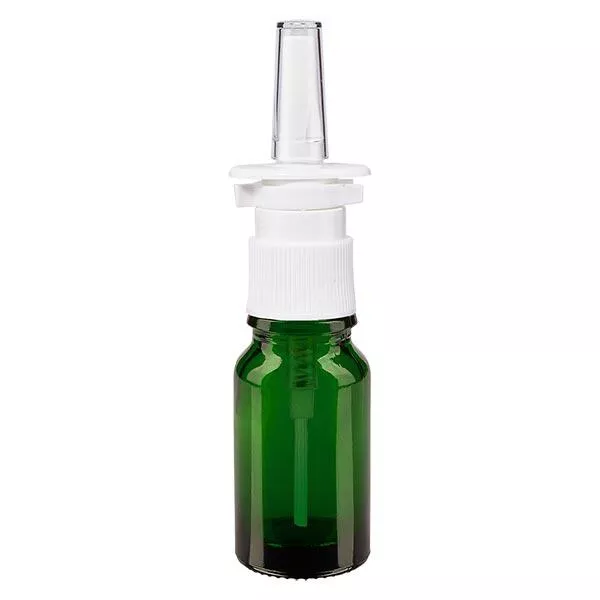 10ml grüne Nasensprayflasche weiss/tr. STD ApoGlas