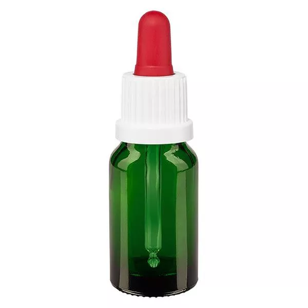 10ml grüne Pipettenflasche OV weiss/rot  ApoGlas