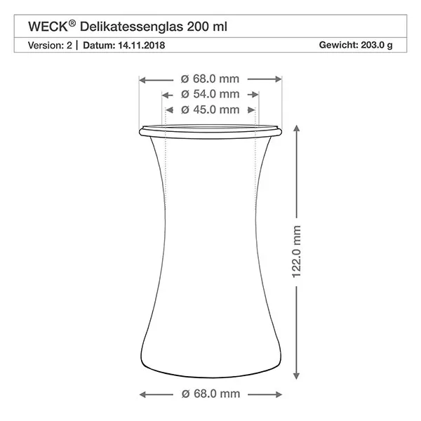 200ml Delikatessenglas komplett WECK RR60