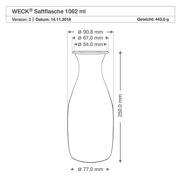 1062ml Saftflasche WECK RR60 mit Korken natur