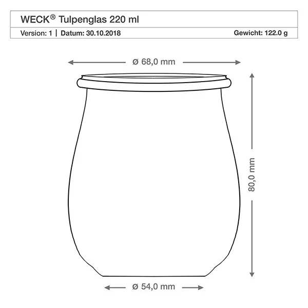 WECK-Mini-Tulpenglas 220ml komplett mit Honiglöffel