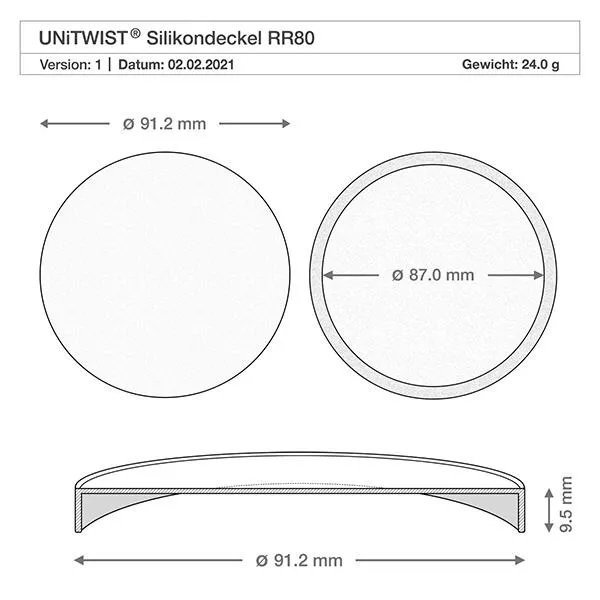 Silikondeckel grau UNiTWIST für WECK RR80